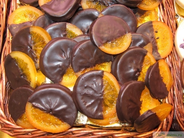 Апельсиновые кольца в карамели и шоколаде