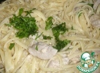 Курица со спагетти в сметанном соусе