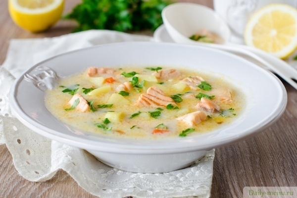 Суп-пюре из лосося со сливками